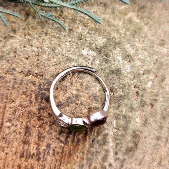 Beautiful Mixed Tourmaline Adjustable Sparking Adjustable Ring - Picture 8 of 9